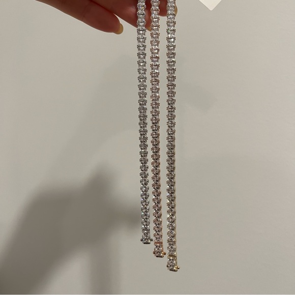 NEW Diamonique Sterling Silver Princess Cuts Tennis Bracelet - Picture 11 of 14